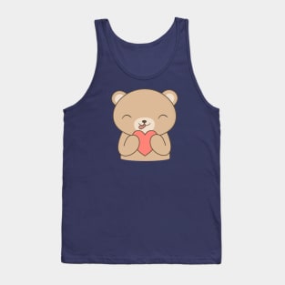 Kawaii Cute Brown Bear Heart T-Shirt Tank Top